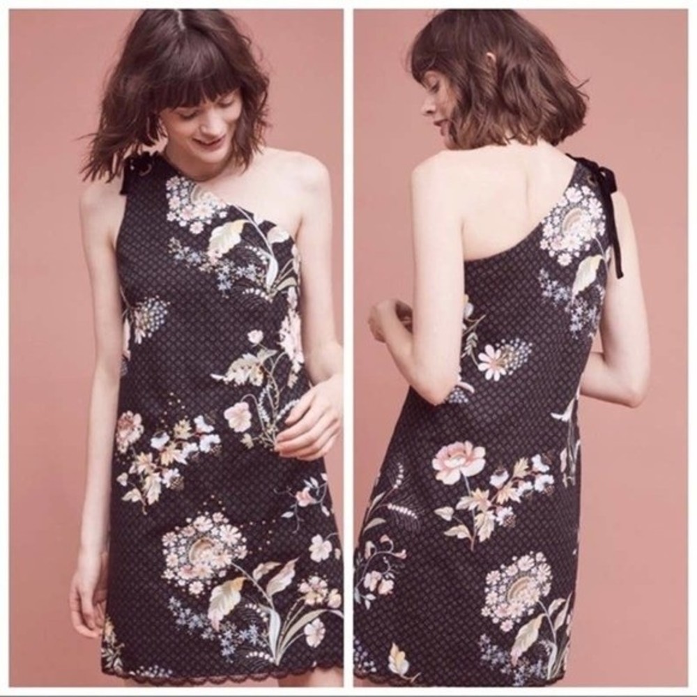 Anthropologie Maeve One Shoulder Floral Dress Size 2